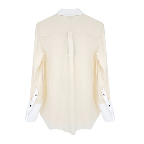 ME+EM Silk Longline Tux Shirt in Cream & Soft White UK6|US2|XS - Picture 3 of 10